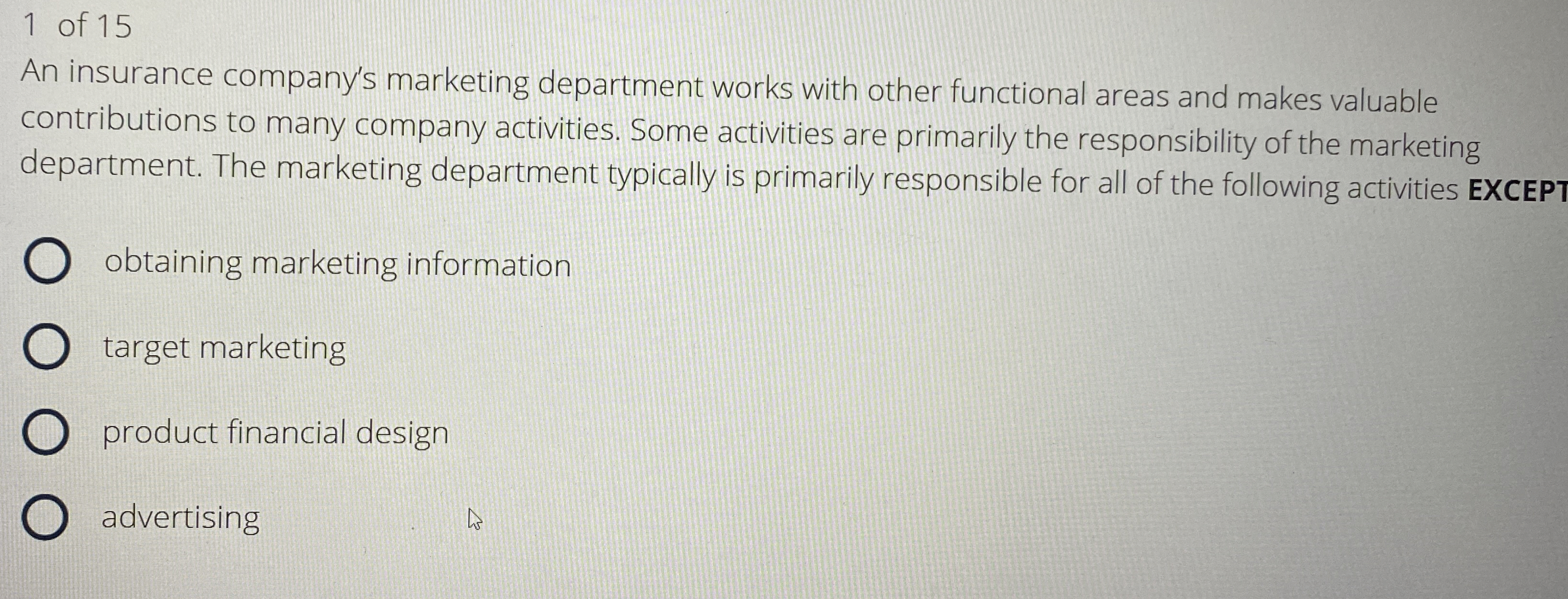 1 of 1 5 An insurance company's marketing