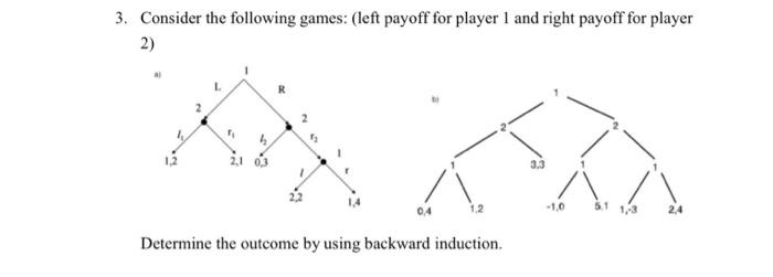 3. Consider the following games: (left payoff for