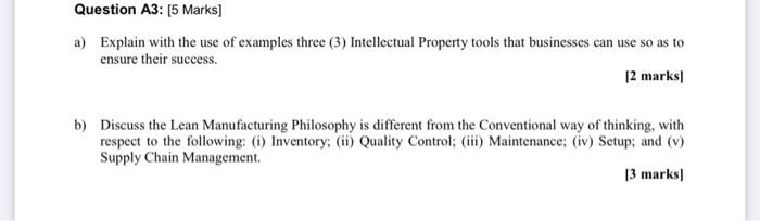 Question A3: [5 Marks) a) Explain with the use of