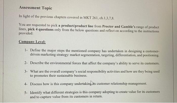 the company i choose head&shoulders Assessment