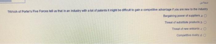 Which of Porter's Five Forces tell us that in an