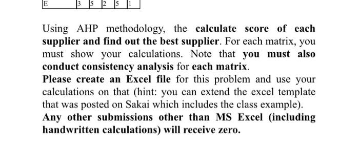 Excel Question 1 (100 points). There are five