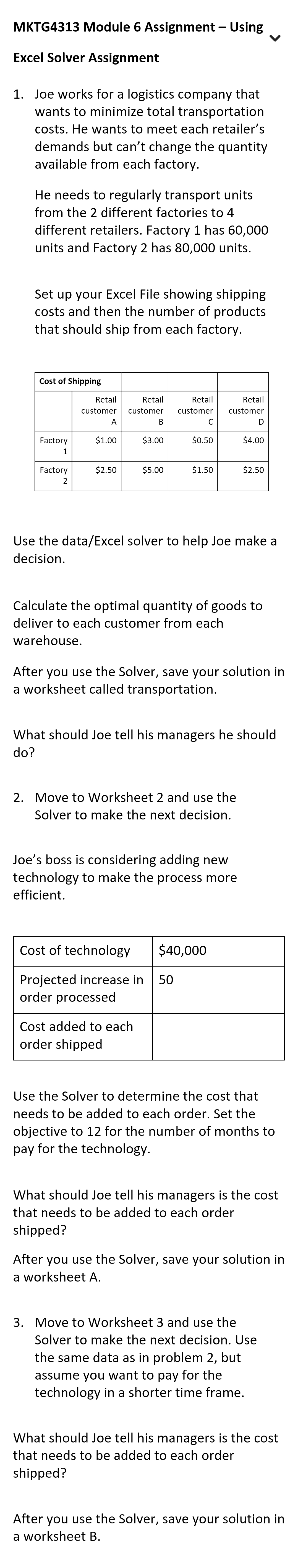 MKTG 4 3 1 3 Module 6 Assignment - Using Excel