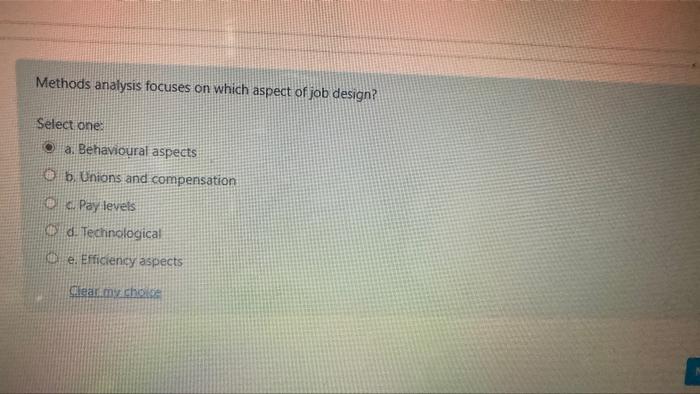 Methods analysis focuses on which aspect of job