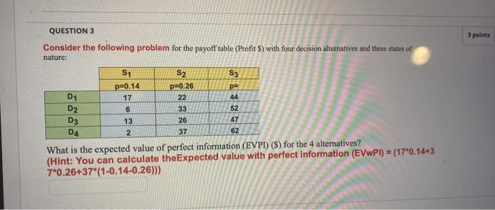 QUESTION 3 3 points Consider the following