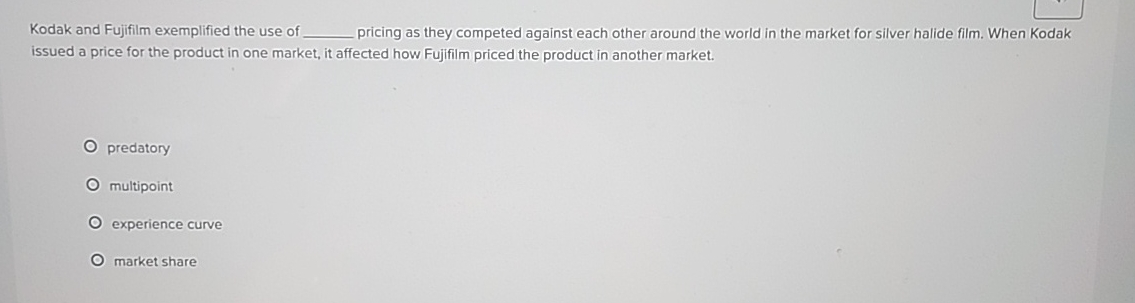 Kodak and Fujifilm exemplified the use of q ,
