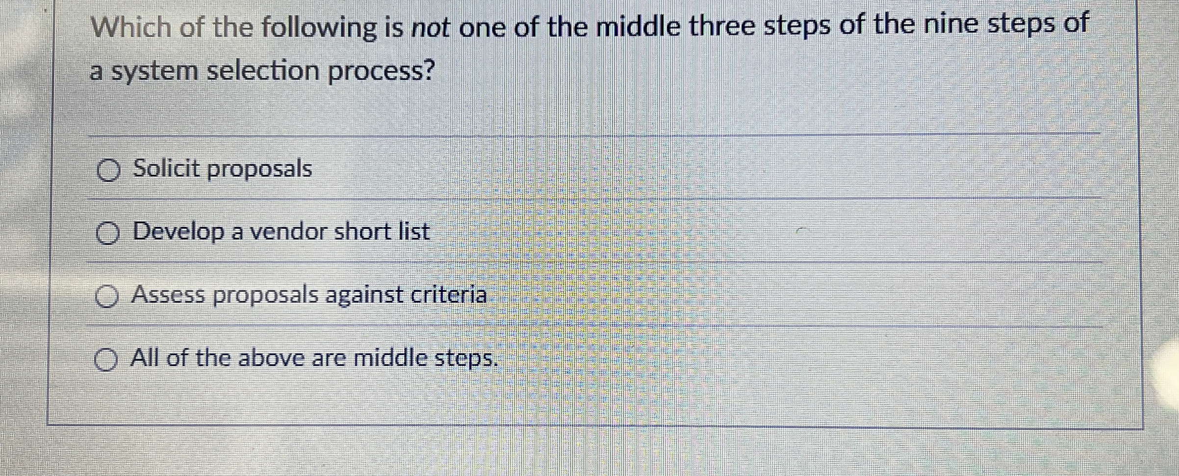 Which of the following is not one of the middle