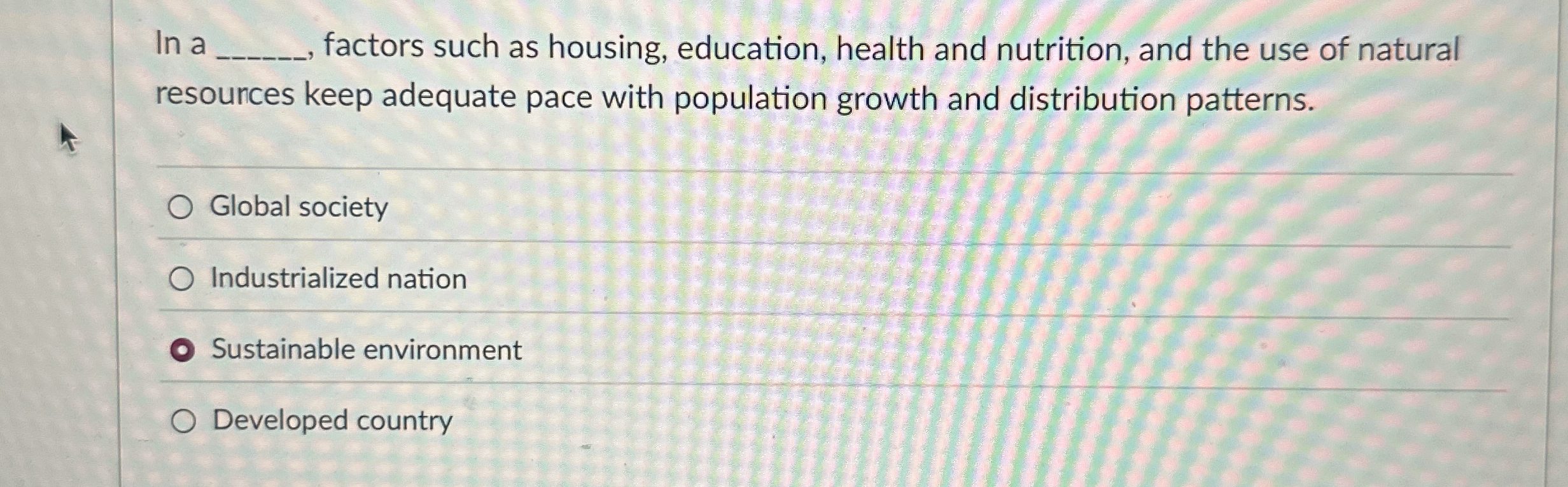 In a q , factors such as housing, education,