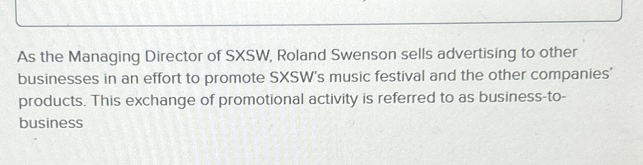 As the Managing Director of SXSW , Roland Swenson