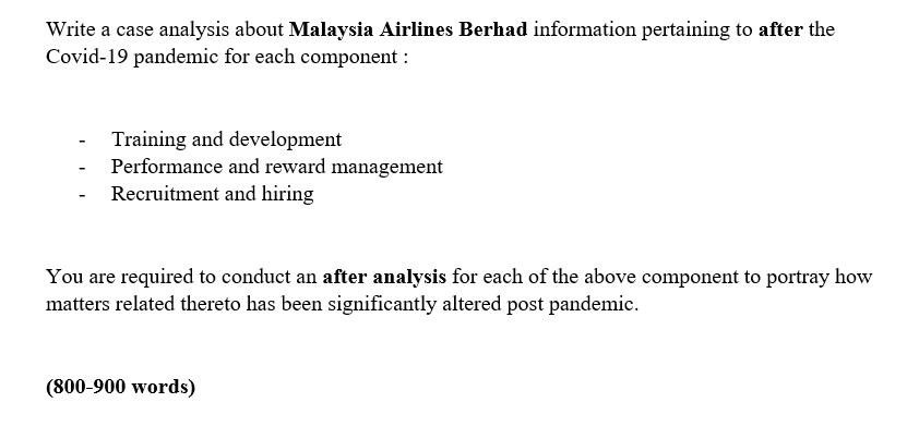 Write a case analysis about Malaysia Airlines