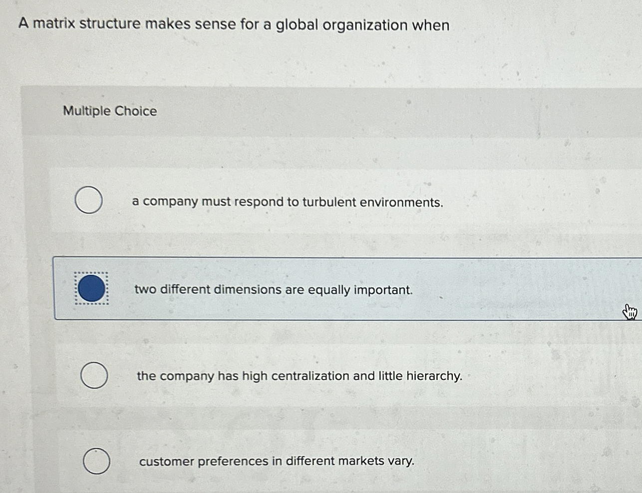 A matrix structure makes sense for a global
