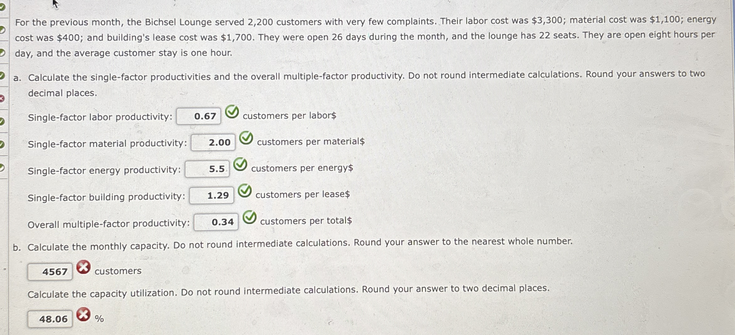 For the previous month, the Bichsel Lounge served