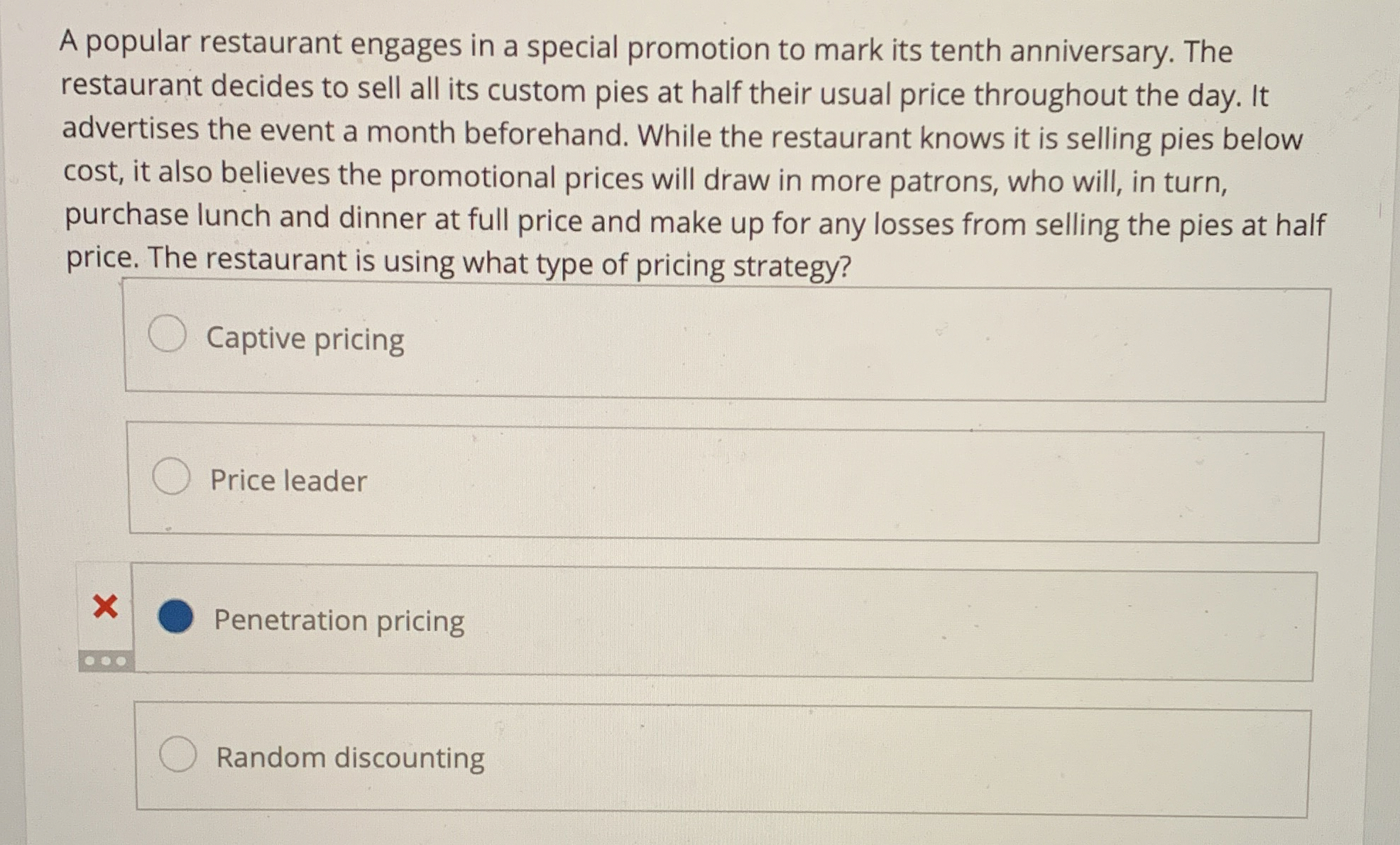 A popular restaurant engages in a special