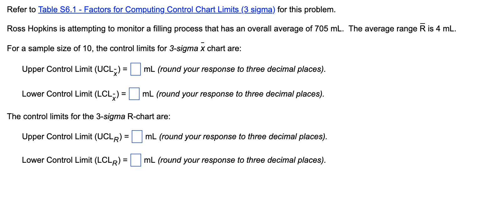 Refer t o Table S 6 . 1 - Factors for Computing