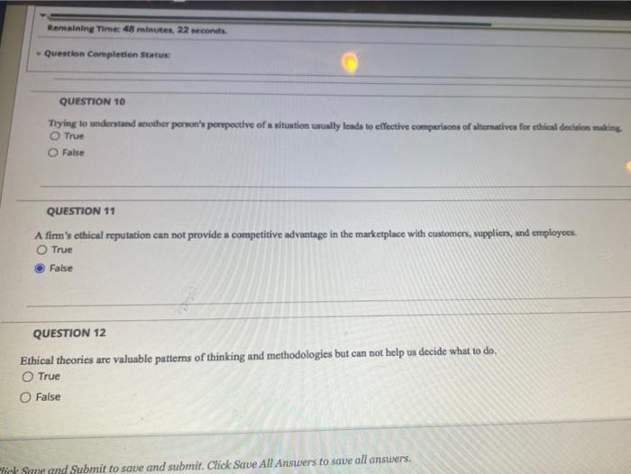 Q10 ,12 Remaining Time 48 minutes, 22 seconds