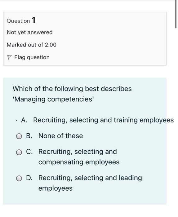 Question 1 Not yet answered Marked out of 2.00 P