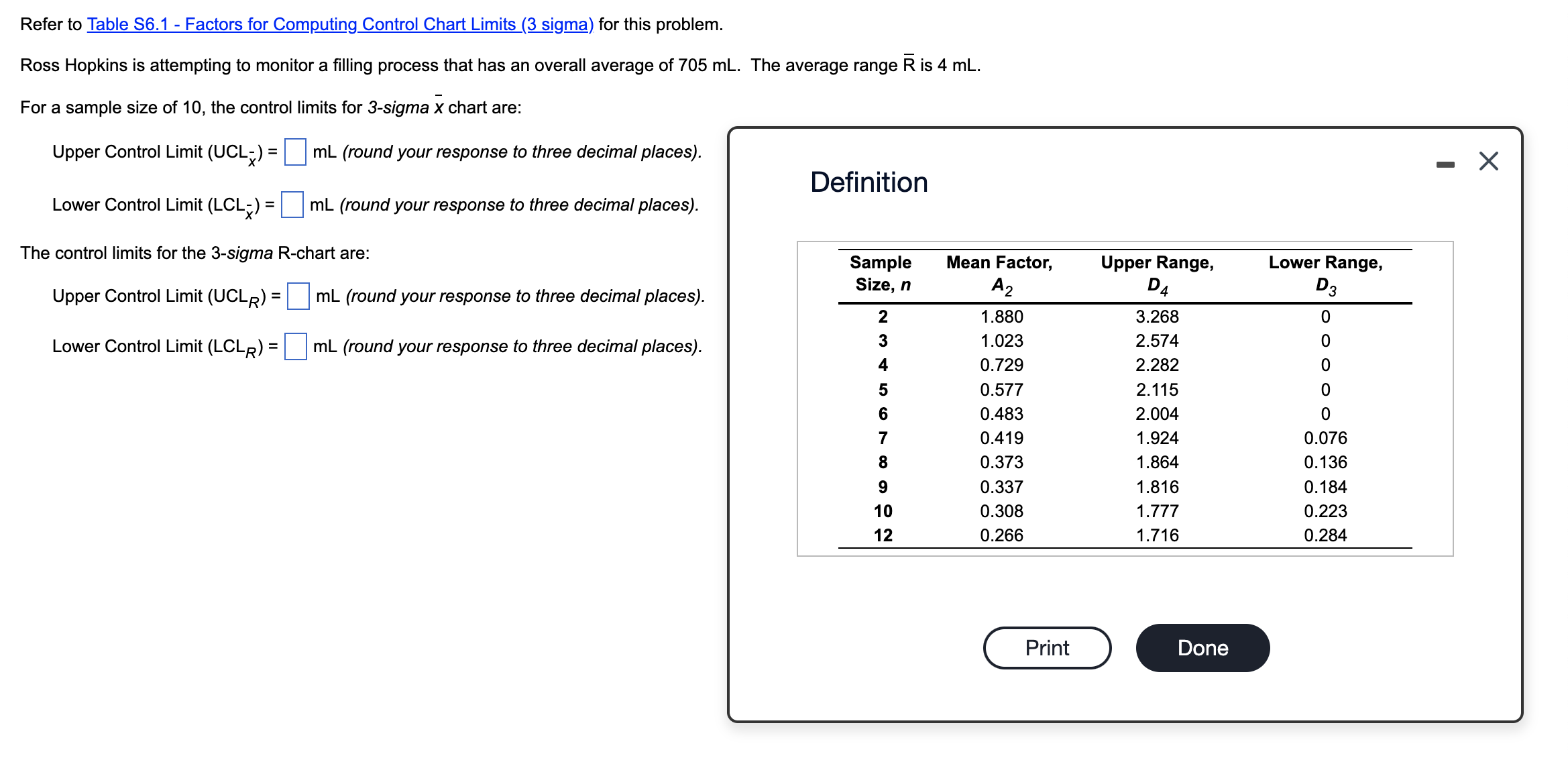 Refer t o Table S 6 . 1 - Factors for Computing