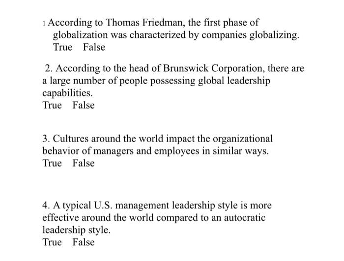 1 According to Thomas Friedman, the first phase