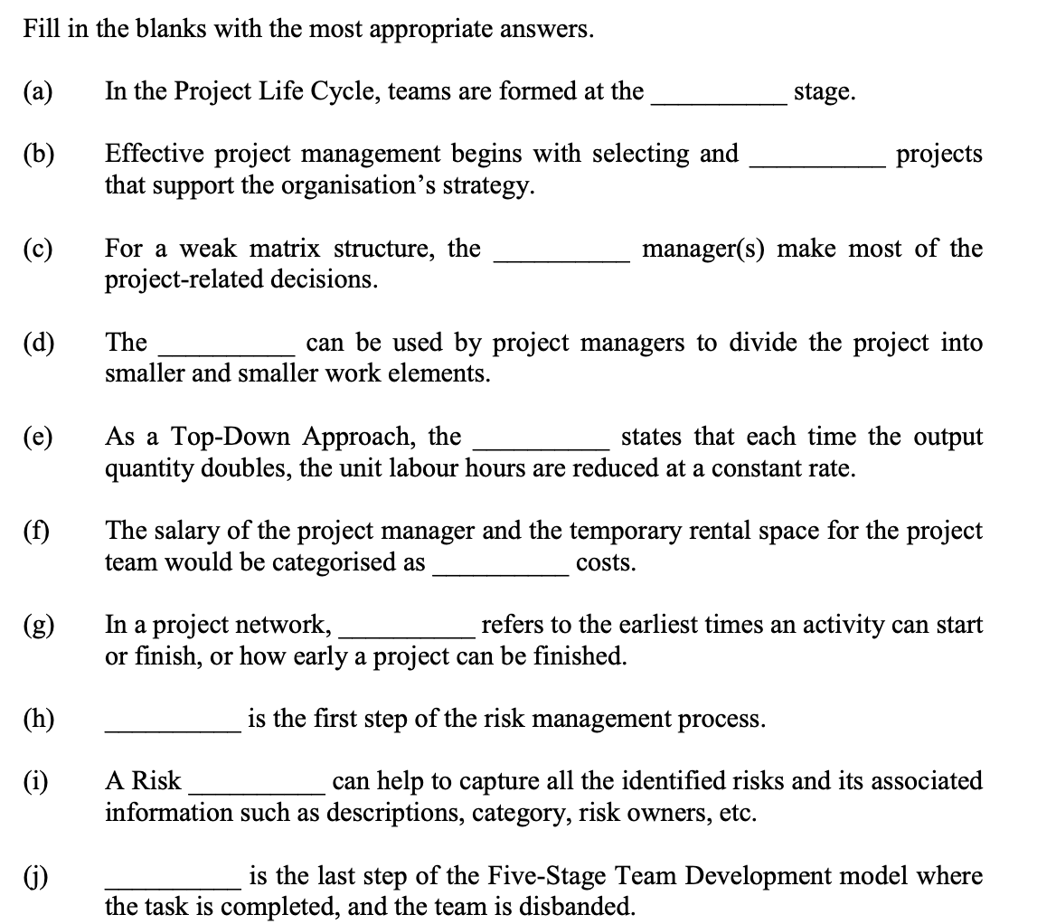 Fill in the blanks with the most appropriate