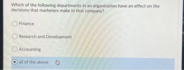 Which of the following departments in an