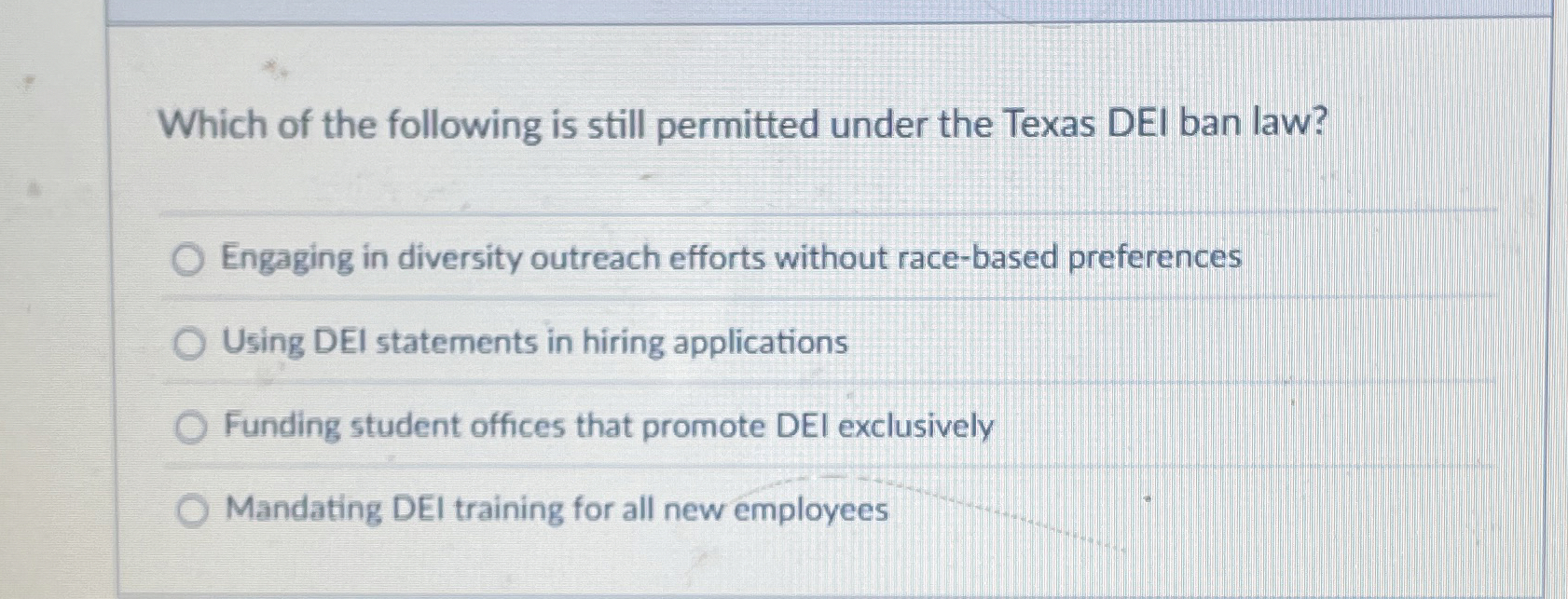 Which of the following is still permitted under