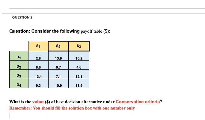 QUESTION 2 Question: Consider the following