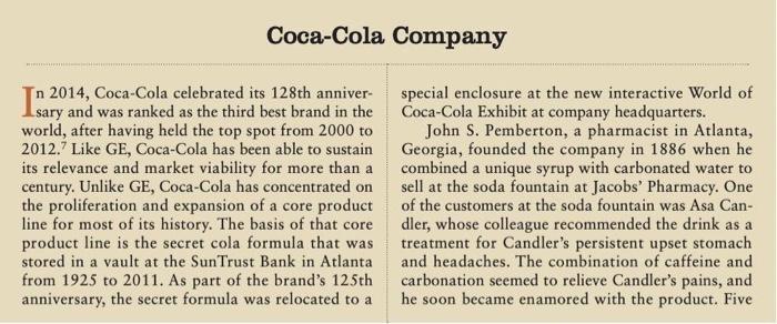 question one please Coca-Cola Company In 2014,