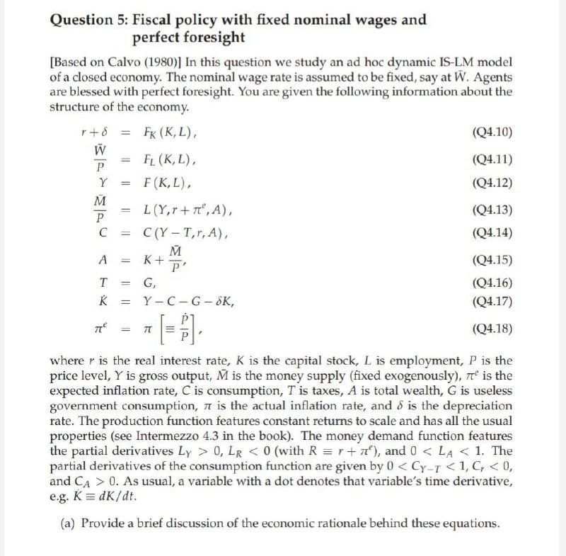 Question 5: Fiscal policy with fixed nominal