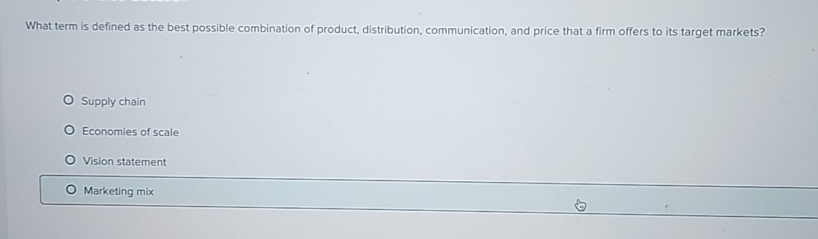 What term is defined as the best possible