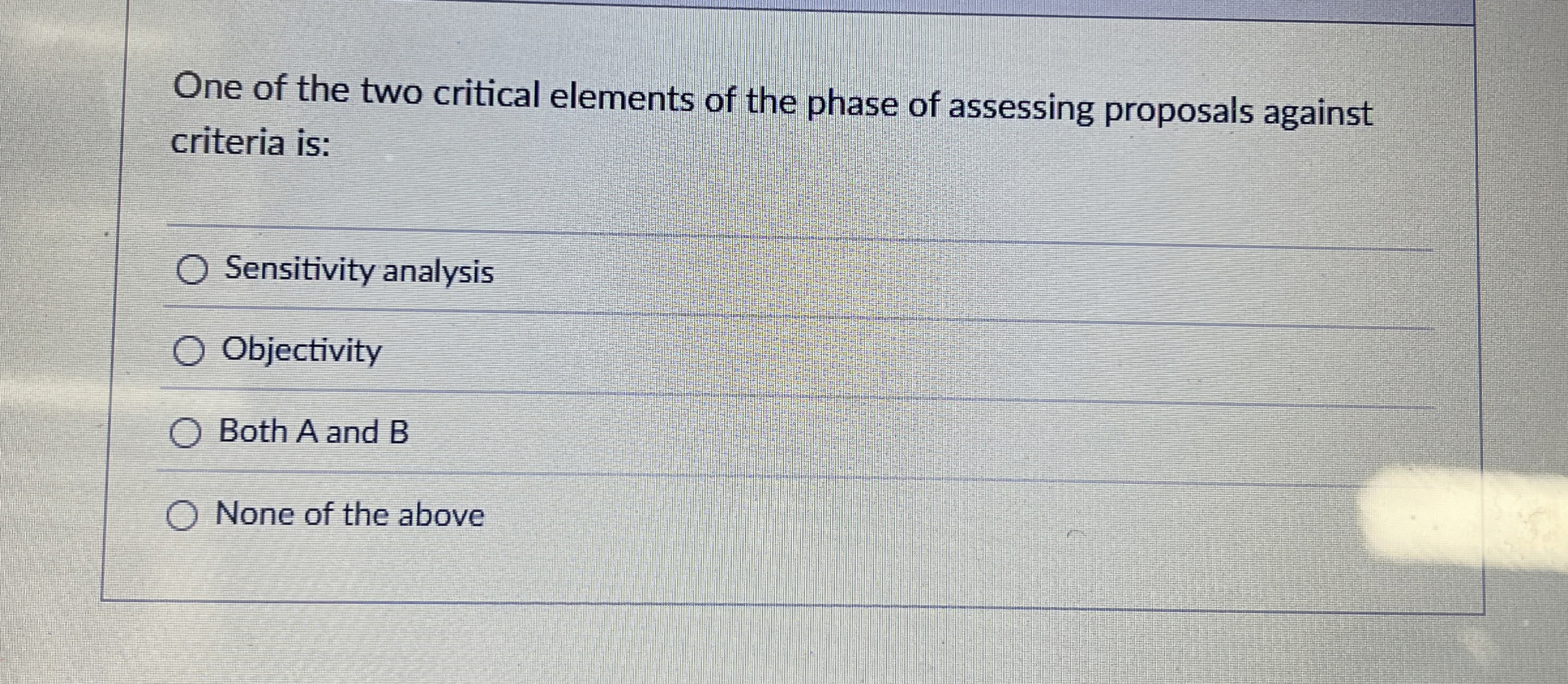 One of the two critical elements of the phase of