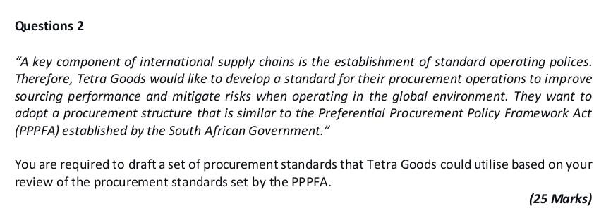 Questions 2 "A key component of international