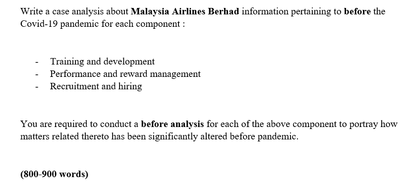 Write a case analysis about Malaysia Airlines