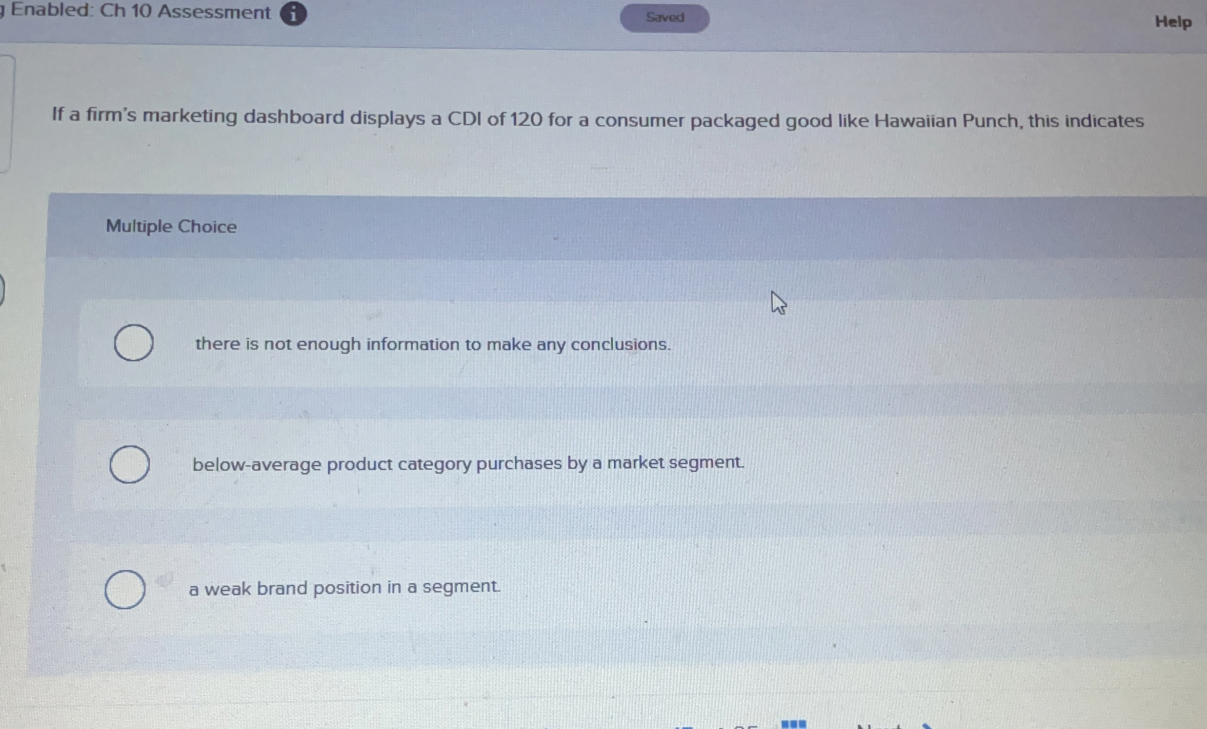 Enabled: Ch 1 0 Assessment i Saved Help If a