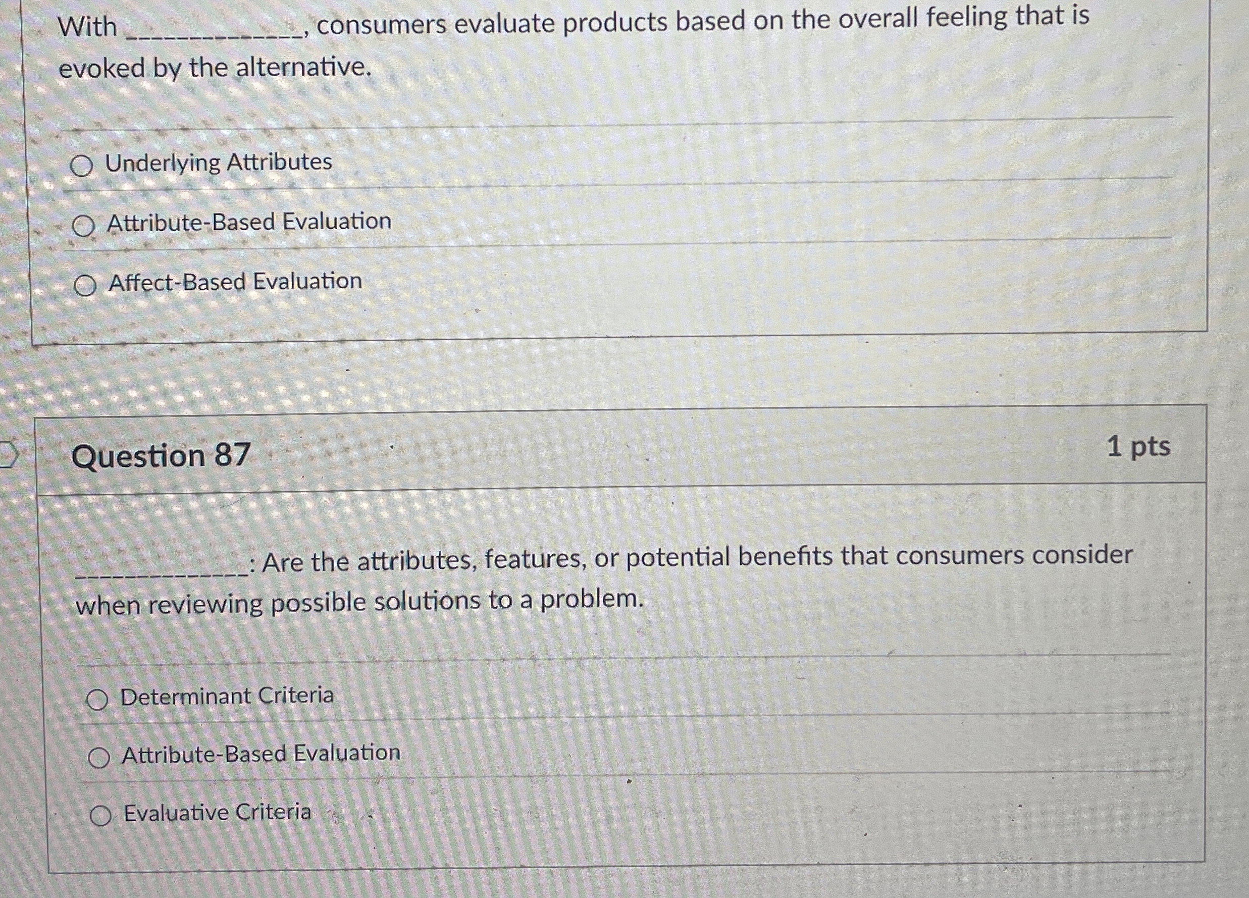 With q , , consumers evaluate products based on