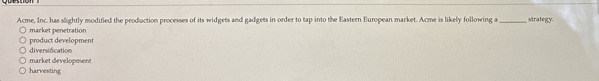 Acme, Inc. has slightly modified the production