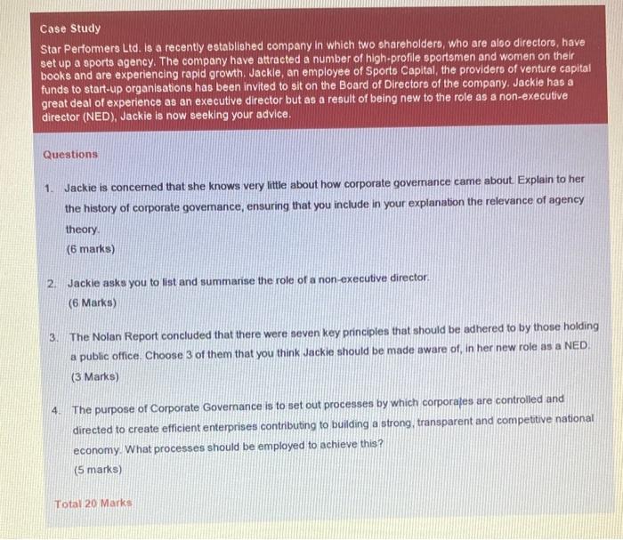 Case Study Star Performers Ltd. is a recently