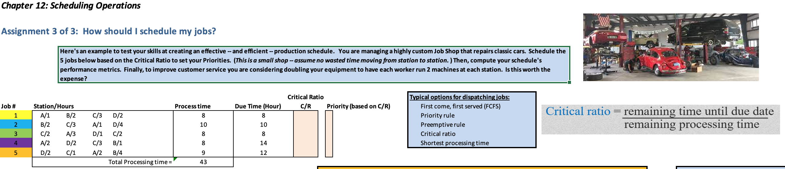 Chapter 12: Scheduling Operations Assignment 3 of