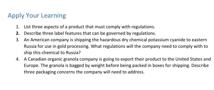 plese answer all the question Apply Your Learning