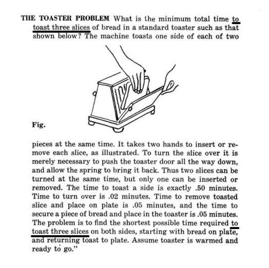 THE TOASTER PROBLEM What is the minimum total