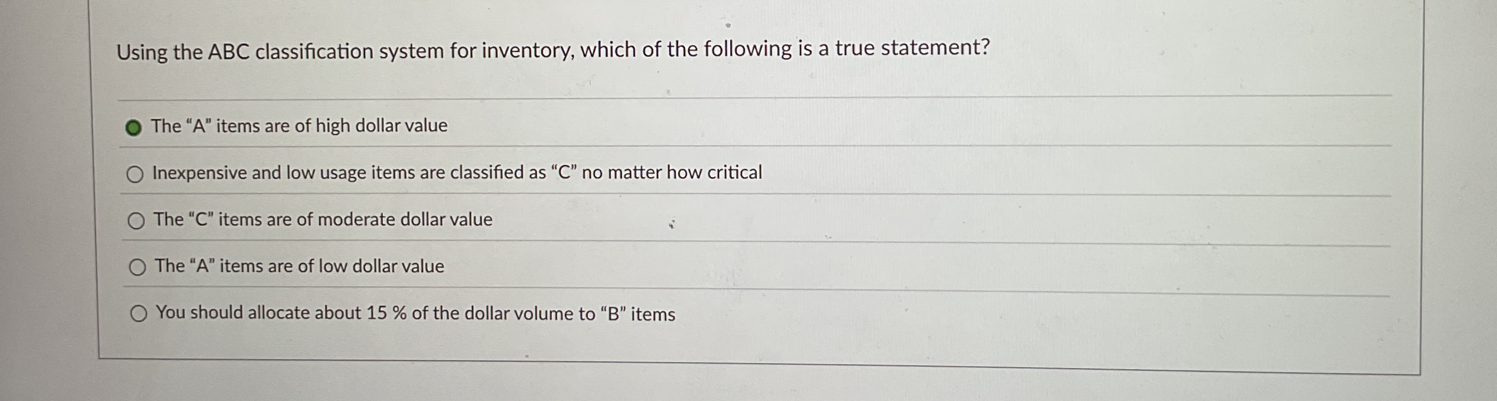 Using the ABC classification system for