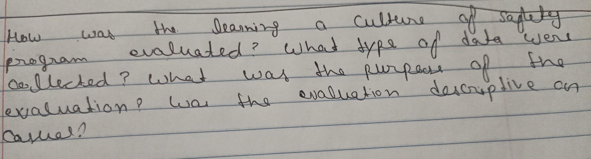 How was learning Culture af sagety program