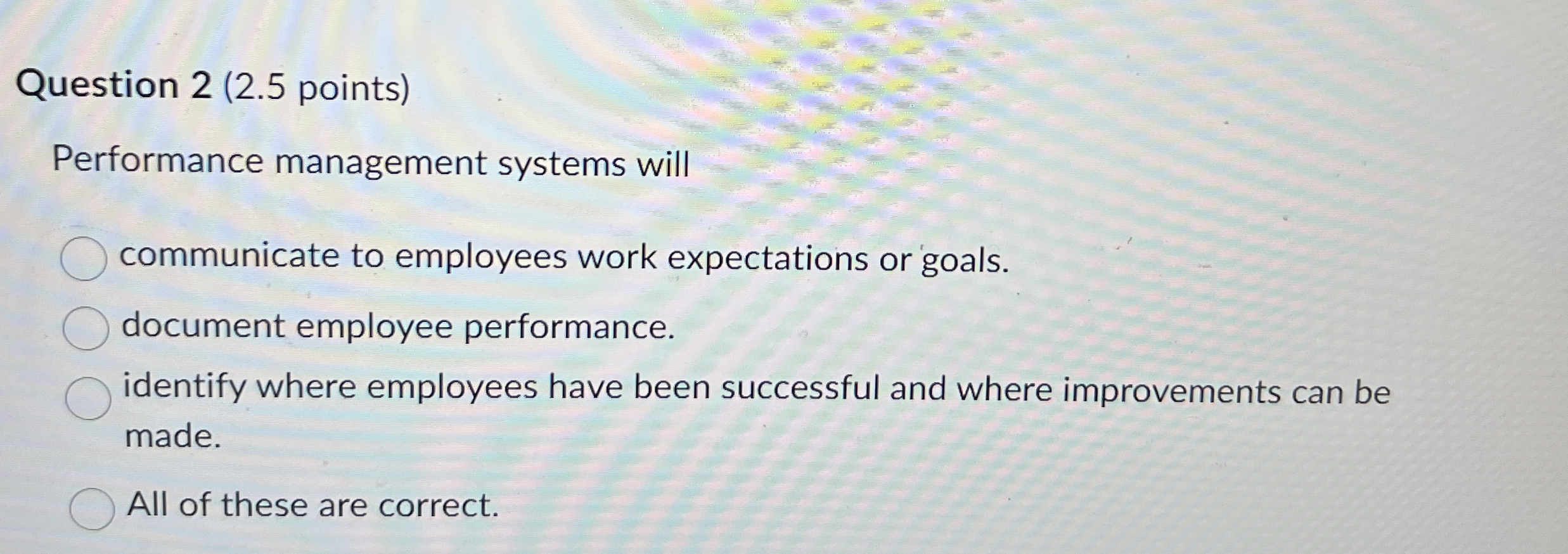 Question 2 ( 2 . 5 points ) Performance