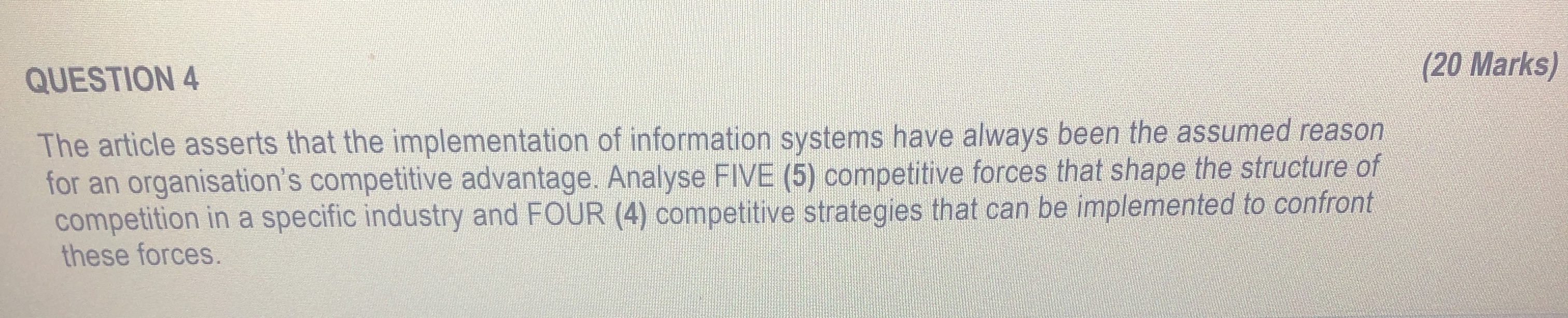 QUESTION 4 ( 2 0 Marks ) The article asserts that