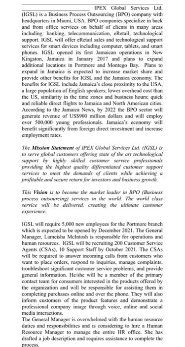 human resource consultant IPEX Global Services