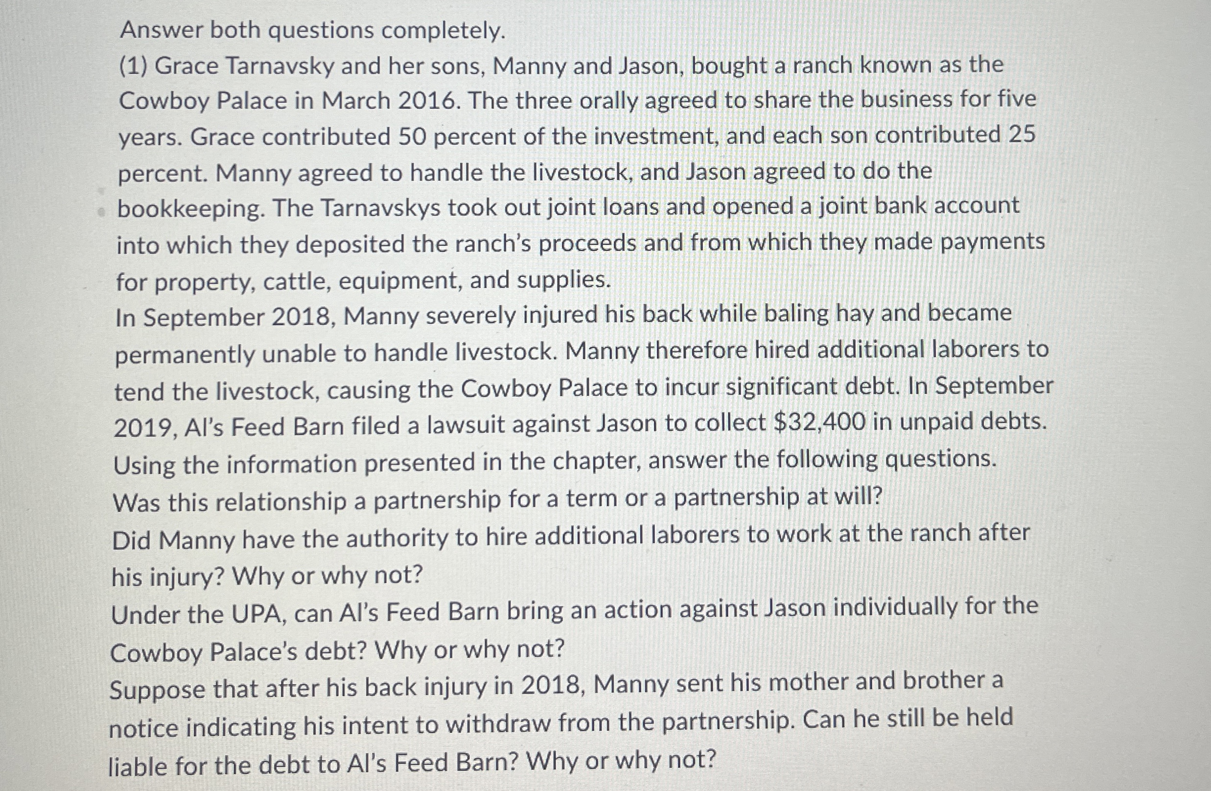 Answer both questions completely. ( 1 ) Grace