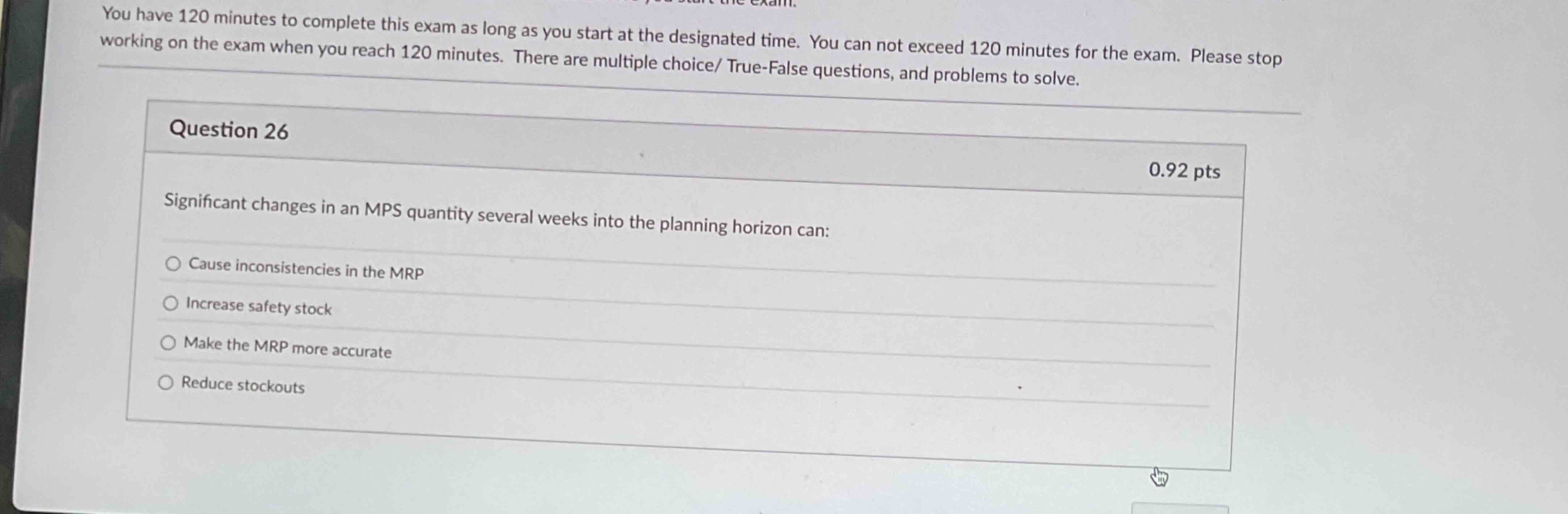 Question 2 6 Significant changes in an MPS
