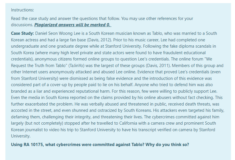 Instructions: Read the case study and answer the