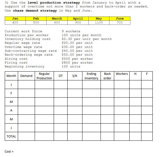 a) Complete the MRP table based on lot sizing;