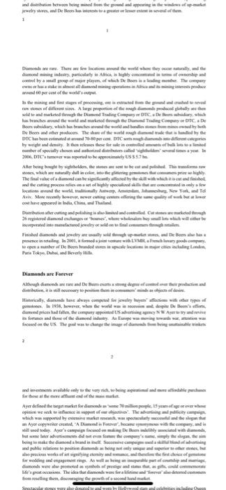 assighment - 2 q. De Beers are strategic reveures