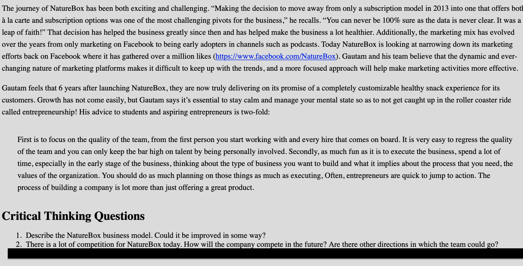 Case Study Gautam Gupta, cofounder, NatureBox